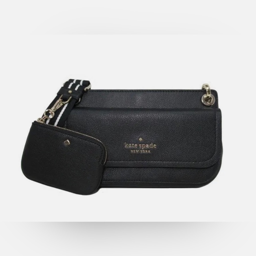 NWT!!! Kate Spade Rosie Flap Crossbody Solid Black Leather + shopping bag